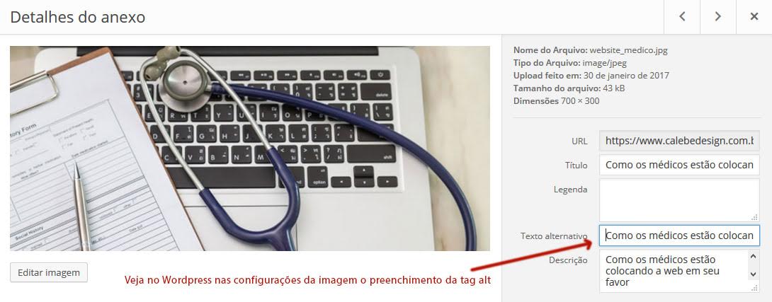 Localização do campo que determina a tag alt no WordPress