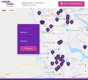 Print do Mapa de Delivery Fique em Casa de Linhares