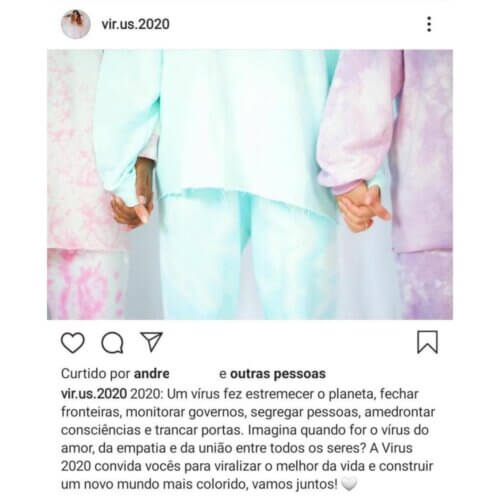 Post feito no instagram da marca no lançamento da Virus 2020, marca da Thaila Ayala que fez com que a atriz fosse cancelada nas redes sociais. o que é cultura do cancelamento e famosos que foram cancelados thaila ayala